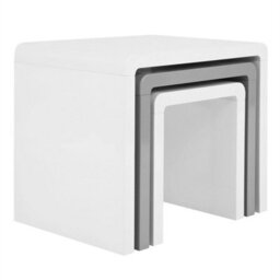 Set Of 3 White Grey Side End Living Room Furniture Nest Of Tables - thumbnail 5