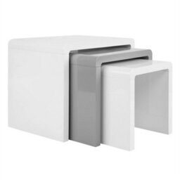 Set Of 3 White Grey Side End Living Room Furniture Nest Of Tables - thumbnail 6