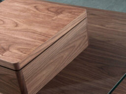 Angel Cerda Elegant Square Tempered Glass And Walnut Coffee Table - thumbnail 4