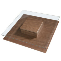 Angel Cerda Elegant Square Tempered Glass And Walnut Coffee Table - thumbnail 5