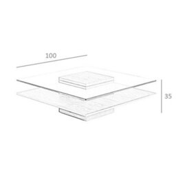Angel Cerda Elegant Square Tempered Glass And Walnut Coffee Table - thumbnail 8