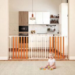 Costway 198 Cm Extra Wide Configurable Baby Gate 3-Panel Indoor Wood Metal Pet Gate - thumbnail 2
