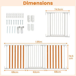 Costway 198 Cm Extra Wide Configurable Baby Gate 3-Panel Indoor Wood Metal Pet Gate - thumbnail 7