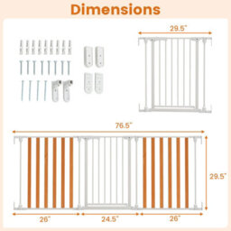 Costway 198 Cm Extra Wide Configurable Baby Gate 3-Panel Indoor Wood Metal Pet Gate - thumbnail 9