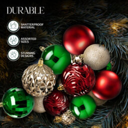 Pelle & Sol Christmas Bauble Set 36-Piece, Gold-White Shatterproof Glitter, Disco Ball & Swirl Ornaments For Christmas Tree - thumbnail 5