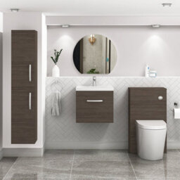 Royal Bathrooms Turin Grey Elm 500mm Wall Hung Vanity Unit 1 Drawer With Mid-Edge Basin Sink - thumbnail 2