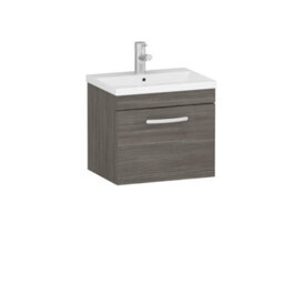 Royal Bathrooms Turin Grey Elm 500mm Wall Hung Vanity Unit 1 Drawer With Mid-Edge Basin Sink - thumbnail 6