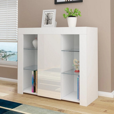 White Matt Body & White High Gloss Doors Tv Stand - image 1