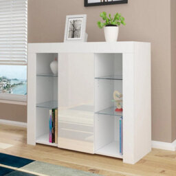 White Matt Body & White High Gloss Doors Tv Stand - thumbnail 1