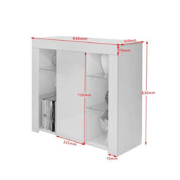 White Matt Body & White High Gloss Doors Tv Stand - thumbnail 2
