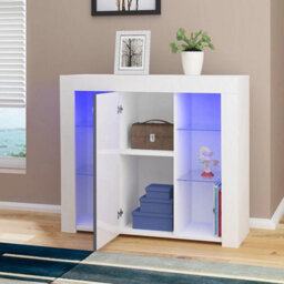 White Matt Body & White High Gloss Doors Tv Stand - thumbnail 5