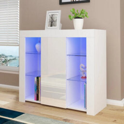 White Matt Body & White High Gloss Doors Tv Stand - thumbnail 3