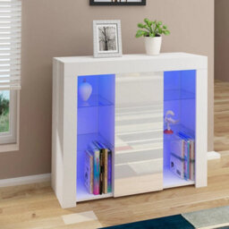 White Matt Body & White High Gloss Doors Tv Stand - thumbnail 4