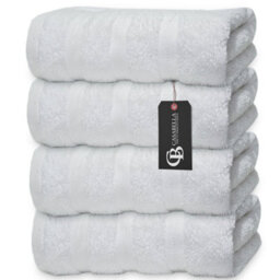 Casabella Premium Quality 4 White Hand Towels 100% Combed Cotton 650 Gsm Quick Dry Hand Towels Set 50X90 Cm