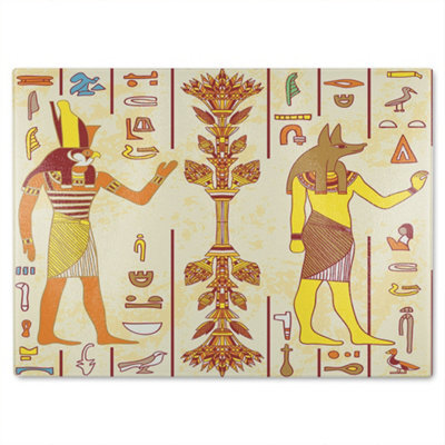 Benjamin Tate Design Egyptian Gods & Ancient Egyptian Hieroglyphs Glass Chopping Boarddesigner Style - image 1