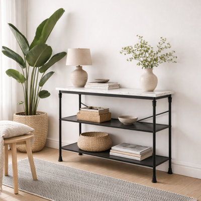 Wyld Haus Lola Marble Effect Console Table, 2 Shelves, 1100 X 400 X 800 mm - image 1