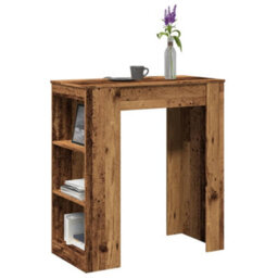 Berkfield Bar Table With Racks Old Wood 95X47X103.5 Cm Engineered Wood - thumbnail 1