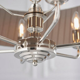 Ceiling Pendant Light - Bright Nickel & Charcoal Fabric - 6 X 40W E14 - E10245 - thumbnail 3