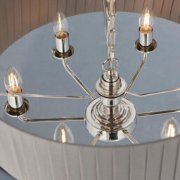 Ceiling Pendant Light - Bright Nickel & Charcoal Fabric - 6 X 40W E14 - E10245 - thumbnail 4