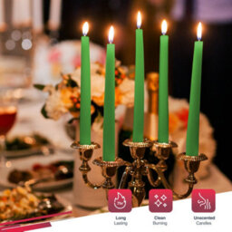 Haltons 50 Pack Tapered Dinner Candles  Unscented Long Candlesticks, 7 Hour Burn Time  Clean Burning (Green) - thumbnail 2
