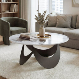Homcom Coffee Table Sintered Stone Top White And Black - thumbnail 9