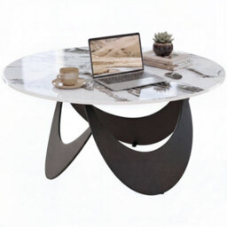 Homcom Coffee Table Sintered Stone Top White And Black - thumbnail 2