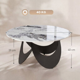 Homcom Coffee Table Sintered Stone Top White And Black - thumbnail 3