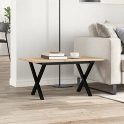 Berkfield Coffee Table X-Frame 80X50X40 Cm Solid Wood Pine And Steel - thumbnail 3