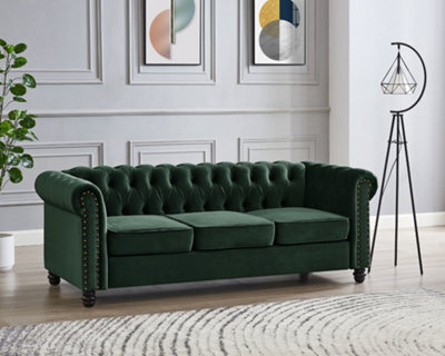 Home Detail Chester 3 Seater Sofa, Green Velvet - image 1