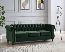 Home Detail Chester 3 Seater Sofa, Green Velvet