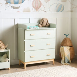 Wyld and Coco Lunanest Changing Table Dresser In Light Green Mdf With Drawers And Detachable Changing Section - thumbnail 2