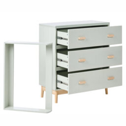Wyld and Coco Lunanest Changing Table Dresser In Light Green Mdf With Drawers And Detachable Changing Section - thumbnail 5