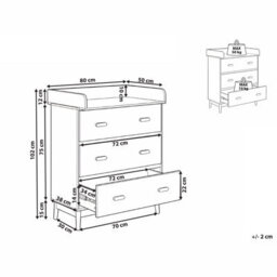 Wyld and Coco Lunanest Changing Table Dresser In Light Green Mdf With Drawers And Detachable Changing Section - thumbnail 3