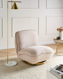 Beliani Swivel Armchair Muren Fabric Beige - thumbnail 2