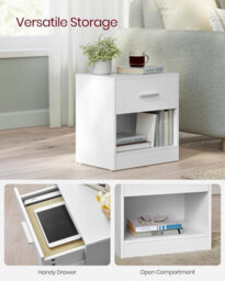 Ledrem Nightstands, Set Of 2, Side Tables With Drawer And Shelf, Bedside Tables, End Tables With Open Compartment, For Bedroom - thumbnail 3