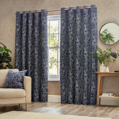 Wylder Bali Jacquard Room Darkening Eyelet Curtain Pair Midnight (W)168Cm X (D)137Cm - image 1