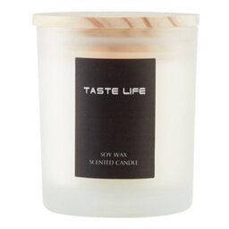 Living And Home Handcrafted Natural Sweet Mountain Spring Scented  Soy Wax Candle In Frosted Glass Jar With Wooden Lid