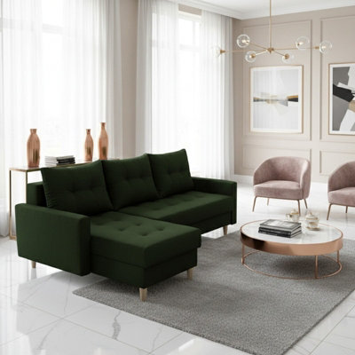 Bodo Modern Scandi Sofa Comfortable Fabric Upholstered Settee Minimalist 3 Seater Couch For Living Room Green - image 1