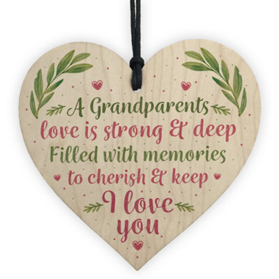 Red Ocean Gifts For Grandad Nan Mum Dad Mummy Daddy Gifts Wooden Heart Thank You Plaque - image 1