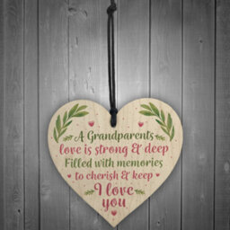 Red Ocean Gifts For Grandad Nan Mum Dad Mummy Daddy Gifts Wooden Heart Thank You Plaque - thumbnail 2