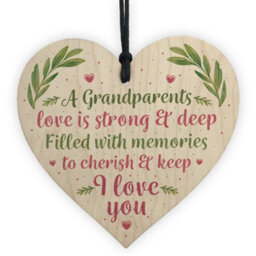 Red Ocean Gifts For Grandad Nan Mum Dad Mummy Daddy Gifts Wooden Heart Thank You Plaque - thumbnail 1