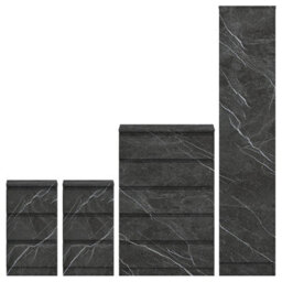 Zita 4Pc Grey Marble Effect Bedroom Set - 1-Door Wardrobe, Tall Chest & 2 Bedside Tables, Stylish Modern Storage Furniture - thumbnail 5