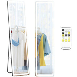 Homcom Led Lighted Full Length Mirror, Floor Standing Or Wall Mount Bedroom - thumbnail 2