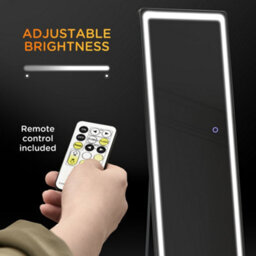 Homcom Led Lighted Full Length Mirror, Floor Standing Or Wall Mount Bedroom - thumbnail 6