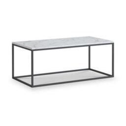 Pimlico White Marble 101Cm Rectangular Coffee Table - Dark Grey Metal Frame - By Roseland Furniture