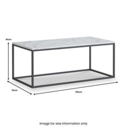 Pimlico White Marble 101Cm Rectangular Coffee Table - Dark Grey Metal Frame - By Roseland Furniture - thumbnail 3