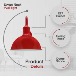Matt Red Dome Wired Led Wall Light, Pack Of 1 - thumbnail 4