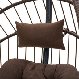 Living And Home Outdoor Indoor Swing Hanging Egg Chair With Cushion And Headrest, Grey Black - thumbnail 8