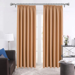 Ameha Beige Blackout Curtain Pencil Pleat Curtain 66''x72'' Thick Thermal Insulated Curtains Pair With Tie Backs Living Room Decor - thumbnail 2