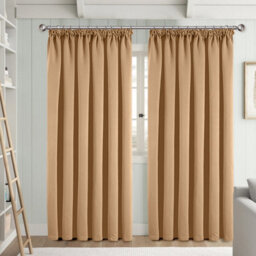 Ameha Beige Blackout Curtain Pencil Pleat Curtain 66''x72'' Thick Thermal Insulated Curtains Pair With Tie Backs Living Room Decor - thumbnail 5